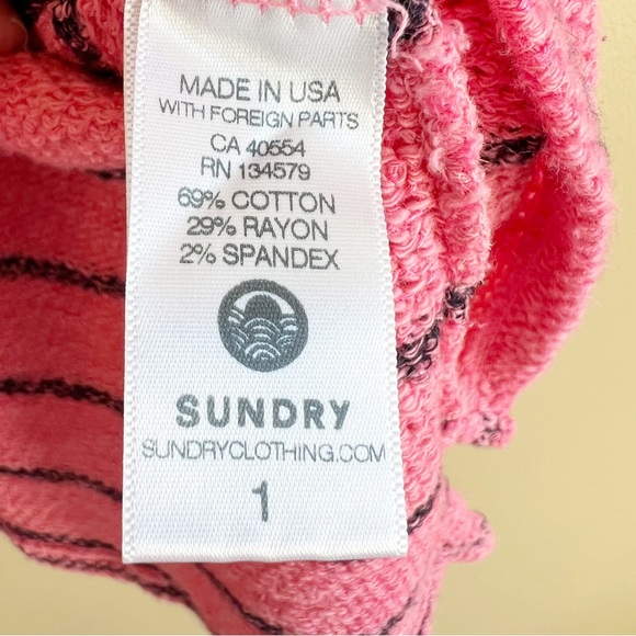 SUNDRY pink knit pullover sweater size small grommet tie bodice striped - Picture 8 of 9